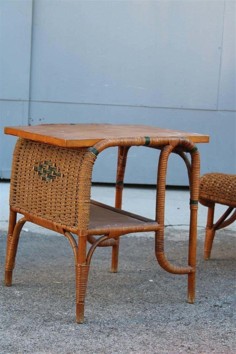 Living Room Set In Bamboo And Straw Rope Italy 1950s Chairs With Table photo Furniture