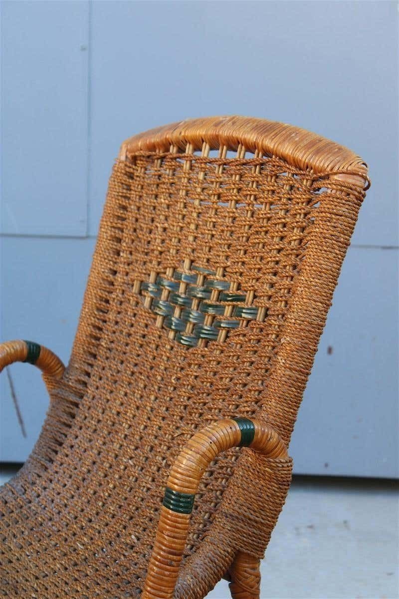 Living Room Set In Bamboo And Straw Rope Italy 1950s Chairs With Table photo vintage