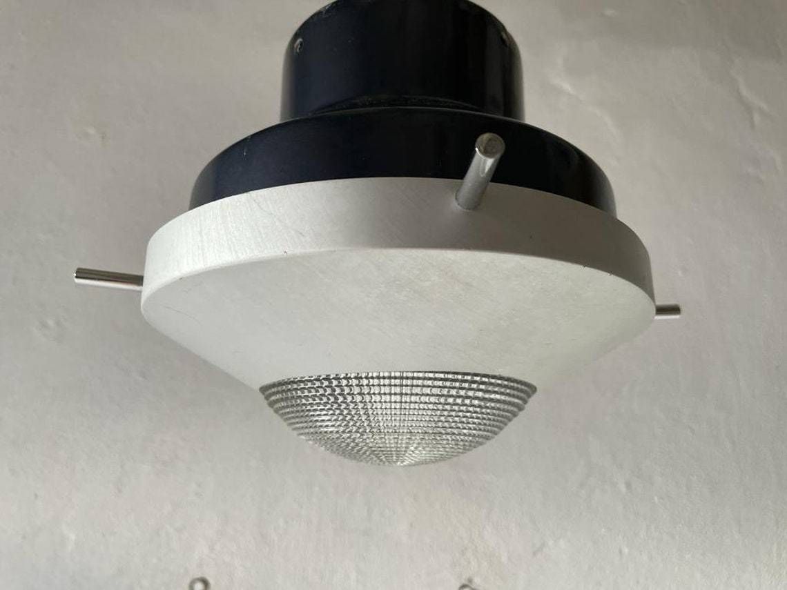 photo furniture Very Rare Black And White Industrial Flush Mount Light, In Style Of Stilnovo, 1960s, Italy