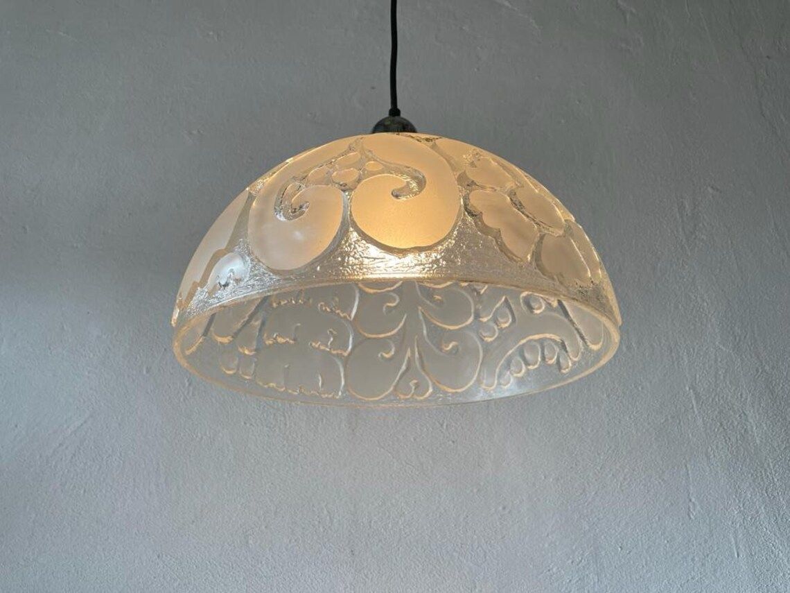 Peill Und Putzler 3 Dimensional Artwork On Heavy Glass Rare Ceiling Lamp, 1970s, Germany photo buy