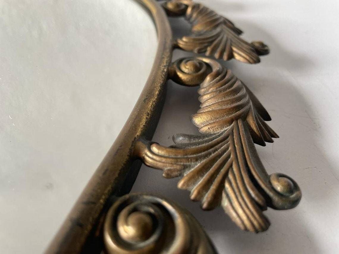 Mid Century Modern Italian Brass Frame Xl Wall Mirror, 1950s, Italy photo buy