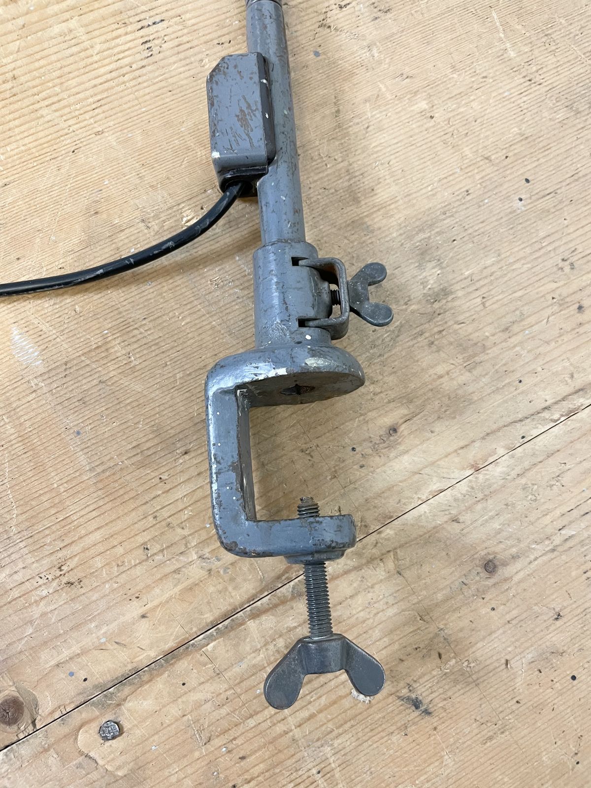 Industrial Grey Enamel Gooseneck Desk Lamp From Siemens, 1950s photo buy
