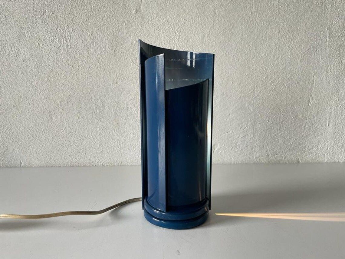 Rare Italian Mid Century Modern Dark Blue Swivel Table Lamp 1960s Italy photo 907.68