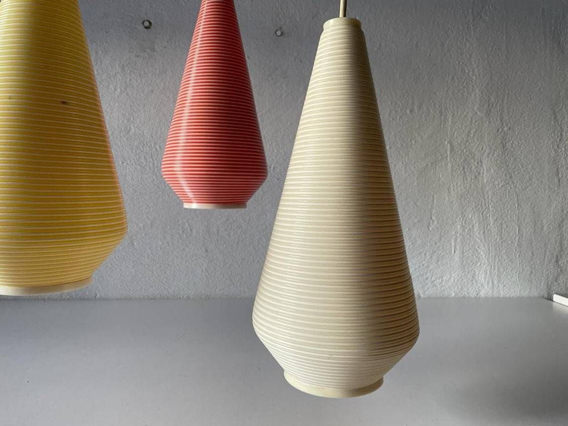 Wonderful Triple Rotaflex Shade Pendant Lamp 1960s  Germany photo vintage