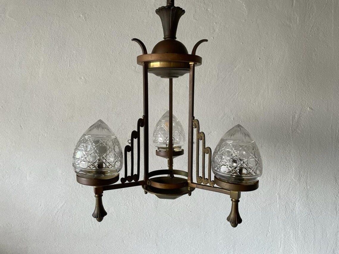 Unique French Copper Architectural Body Chandelier 1940s France