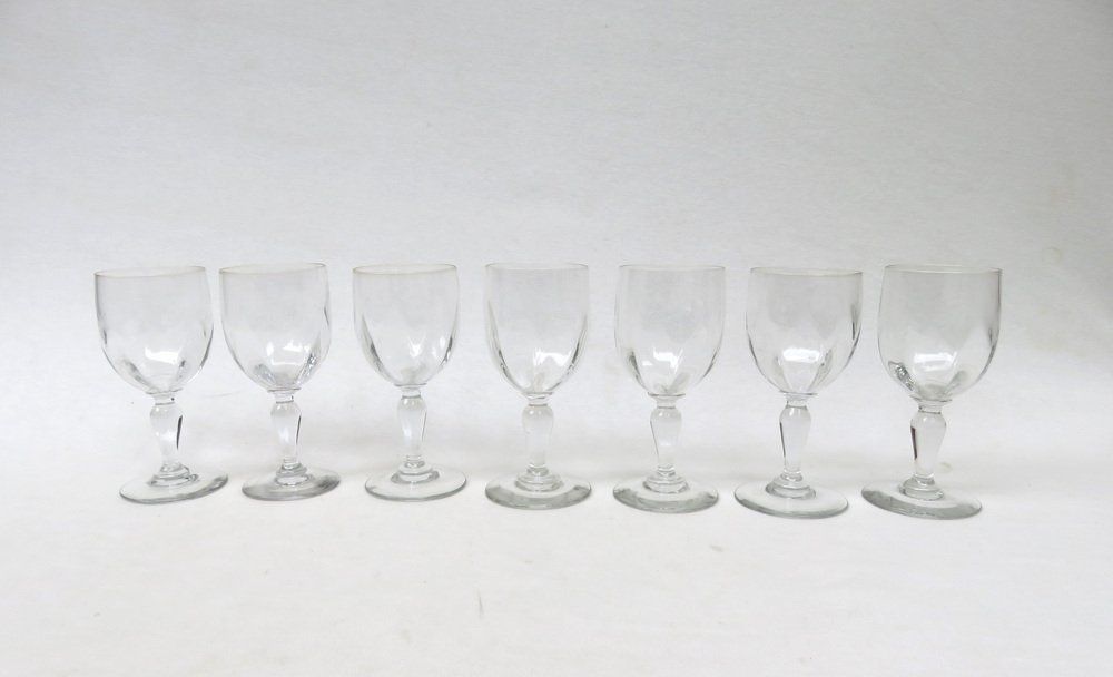 Large Glass Wine Glasses, France, Set Of 7