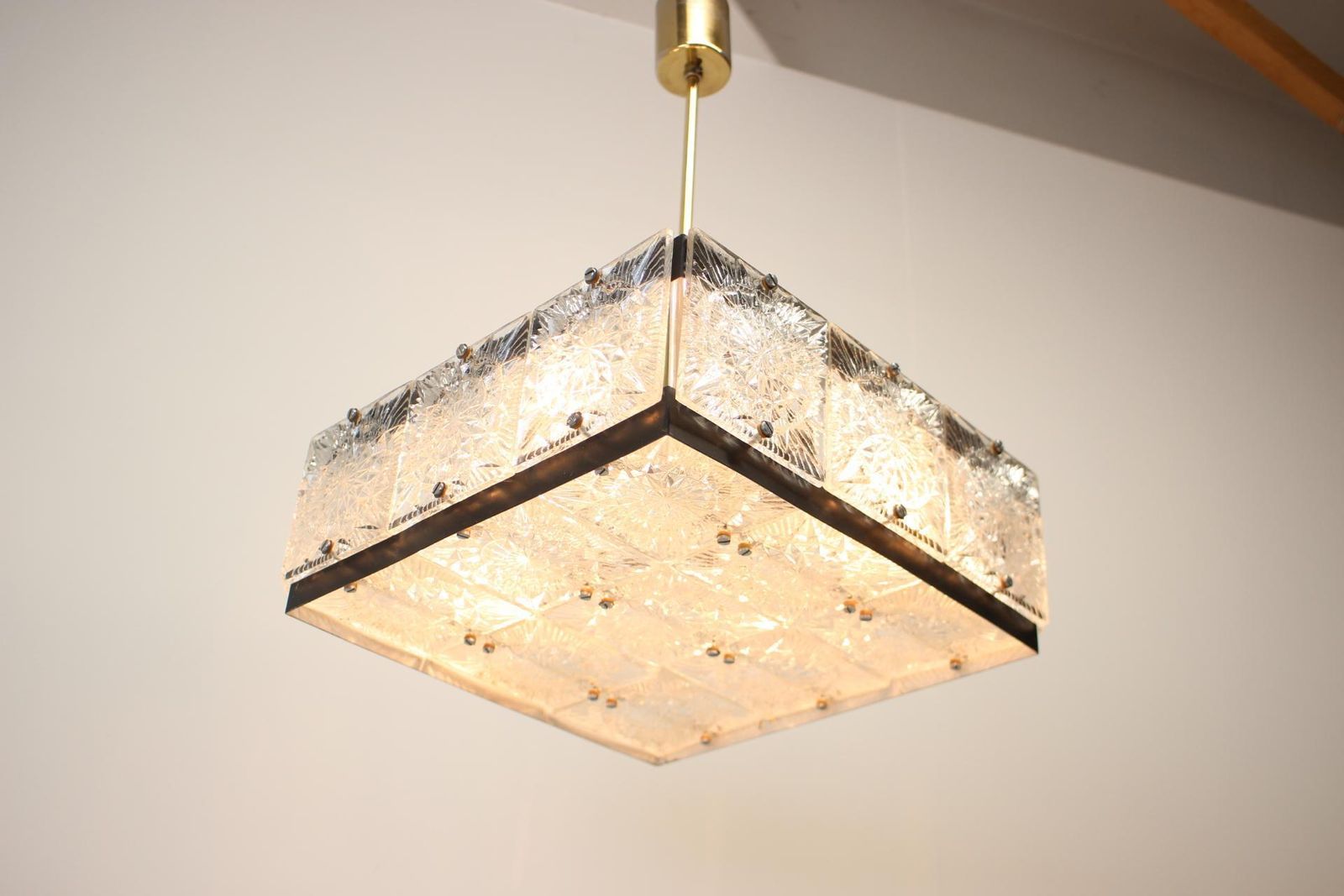 Rare Art Glass Chandelier/ Kamenicky Senov, 1970's photo vintage