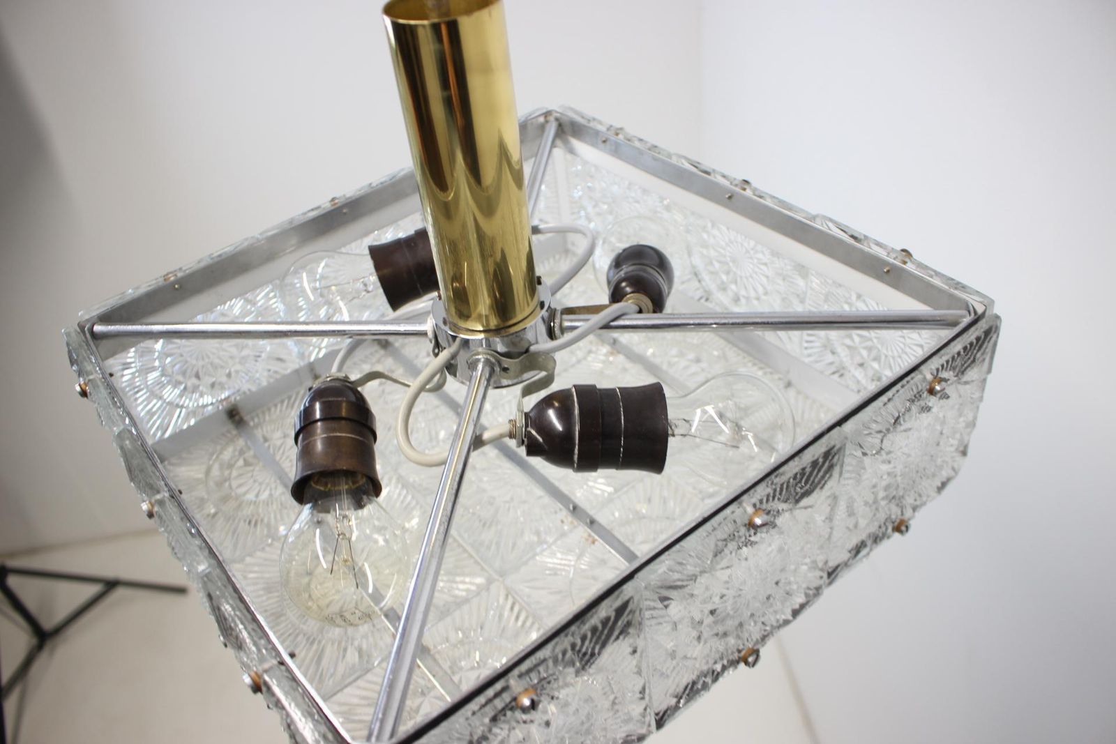 photo vinterior Rare Art Glass Chandelier/ Kamenicky Senov, 1970's