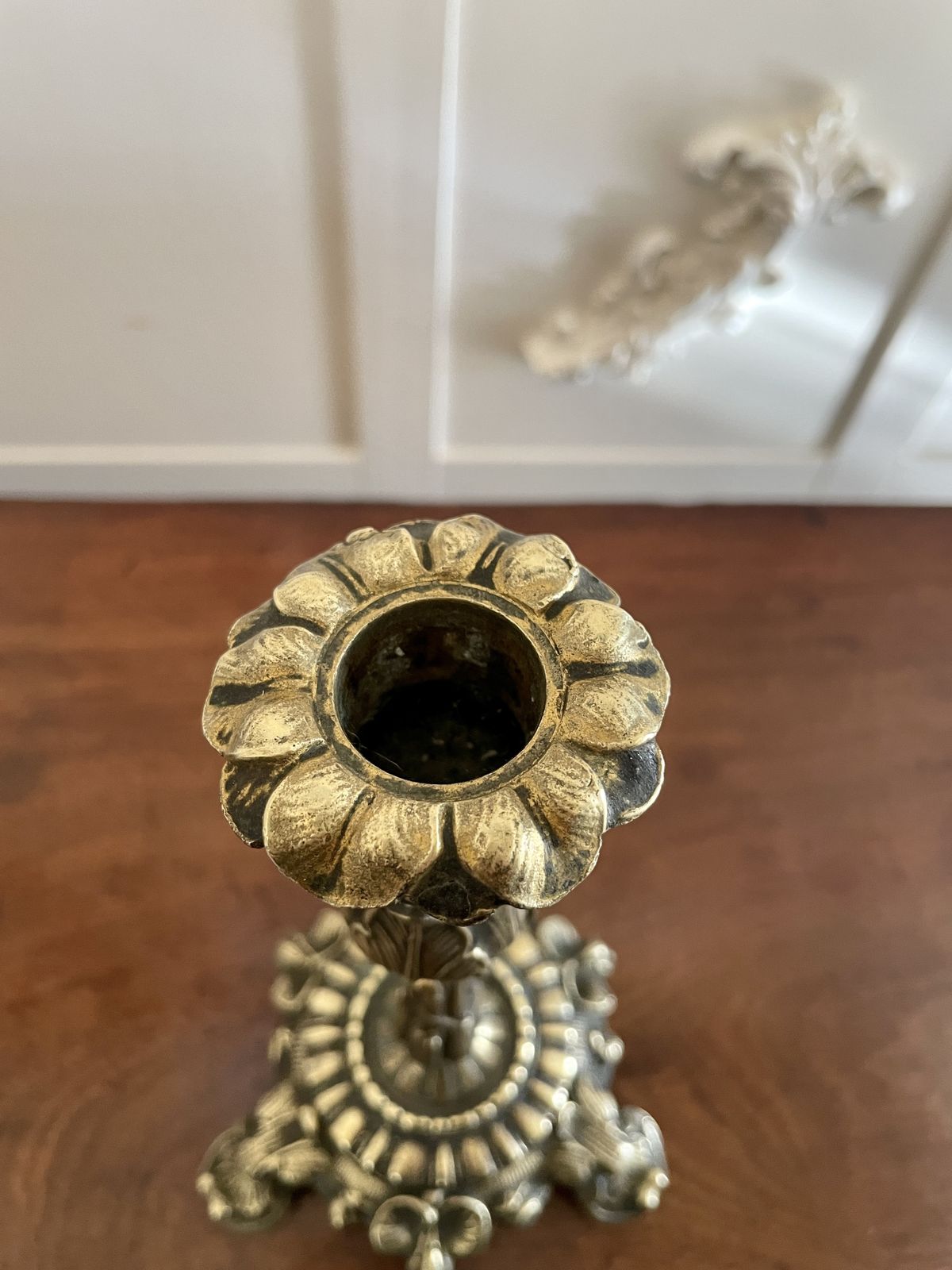 Pair Of Antique 19th Century Quality Ornate Brass Candlesticks photo furniture