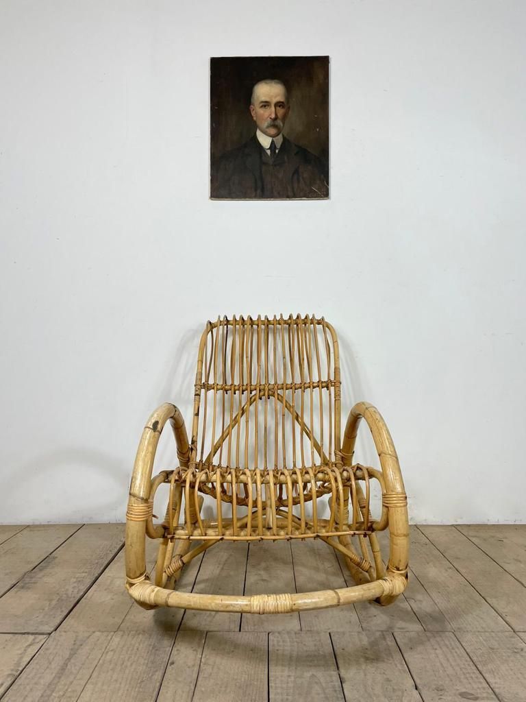 Vintage Franco Albini Bamboo Rocking Chair photo for sale