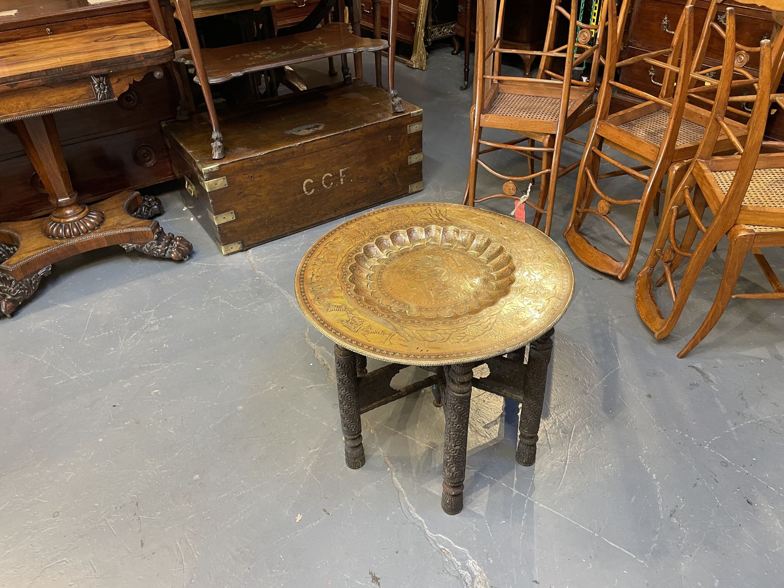 Indian Brass Table photo vintage