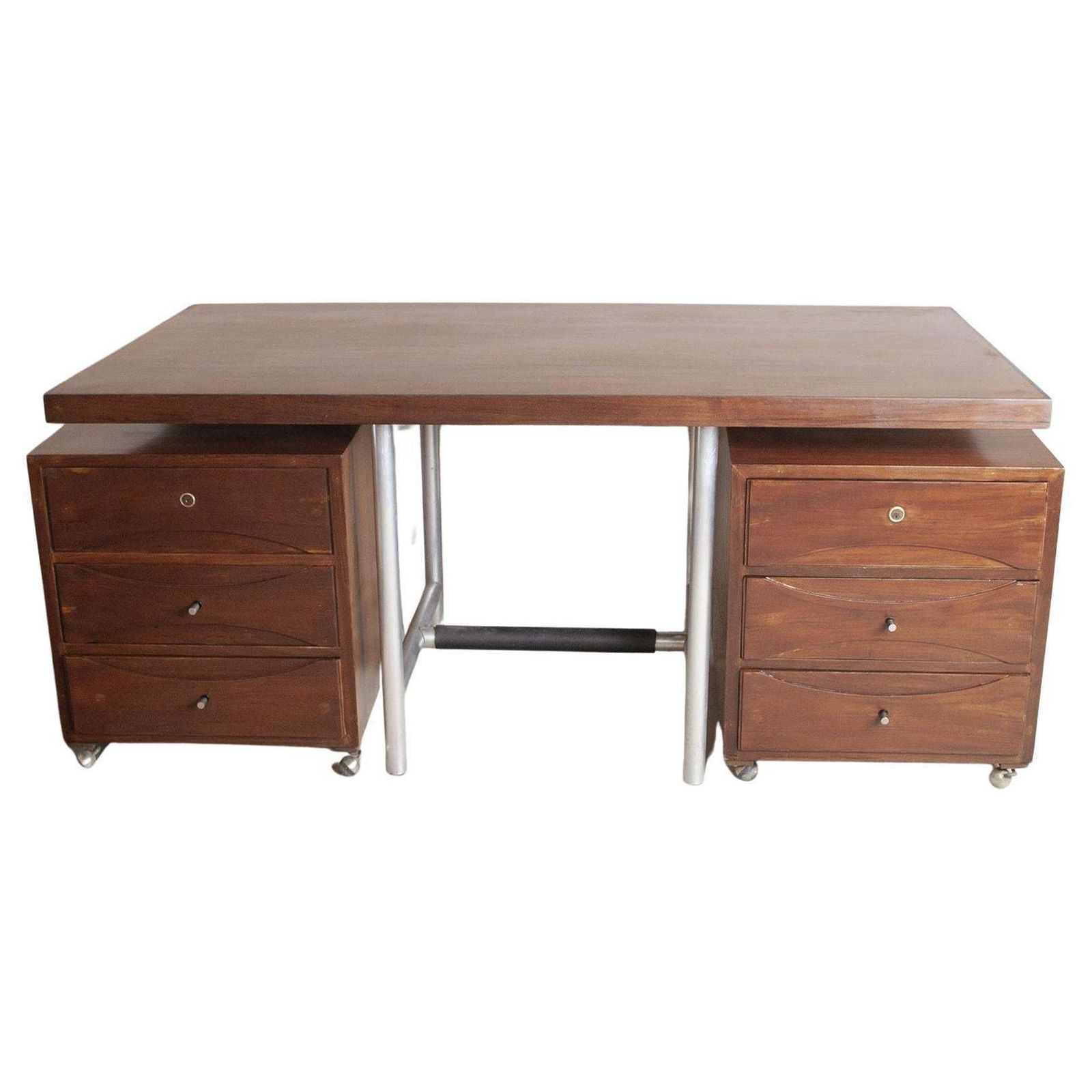 Italian Mid Century Walnut Desk From The Sixties