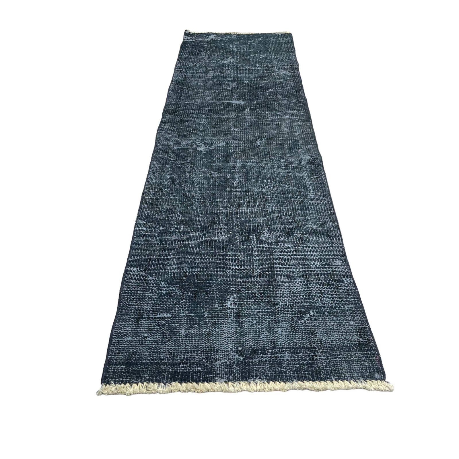Distressed Turkish Narrow Runner Wool Vintage Rug Runner, 210 X 58 Cm