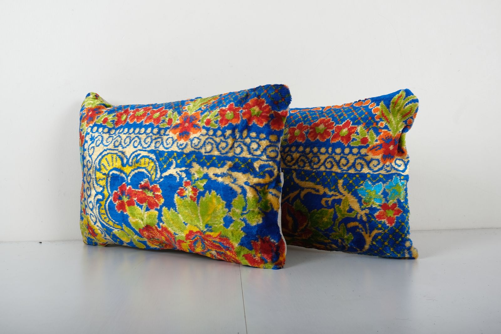 Decorative Pillows Covers, Set Of Two Soft Velvet Silk Pillow, Lumbar Ethnic Cushion Cover 12'' X 19'' photo for sale