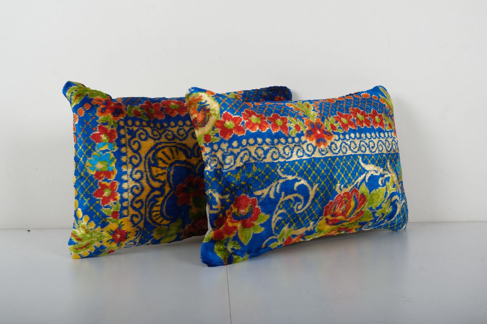 Decorative Pillows Covers, Set Of Two Soft Velvet Silk Pillow, Lumbar Ethnic Cushion Cover 12'' X 19'' photo 70.0
