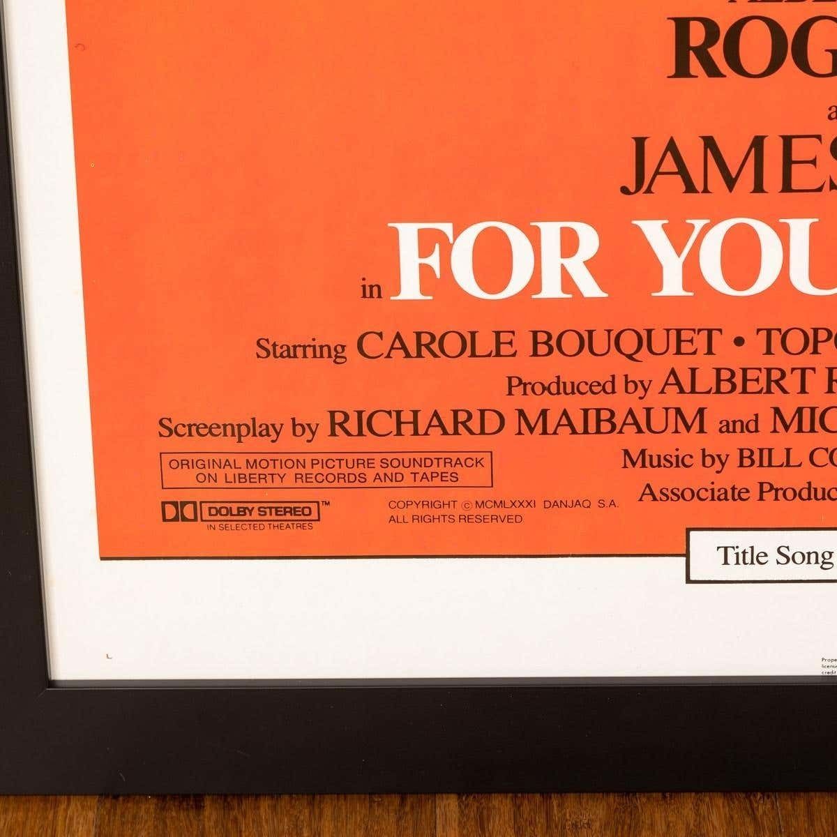 photo for sale Original James Bond 'For Your Eyes Only' Poster, C.1981