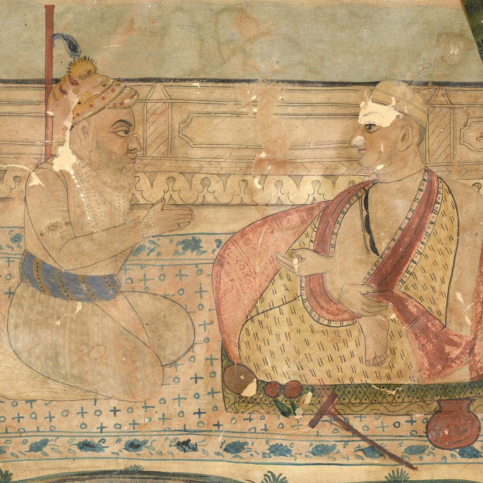 Framed Watercolour Of A Mughal Court Scene   18thc photo Art