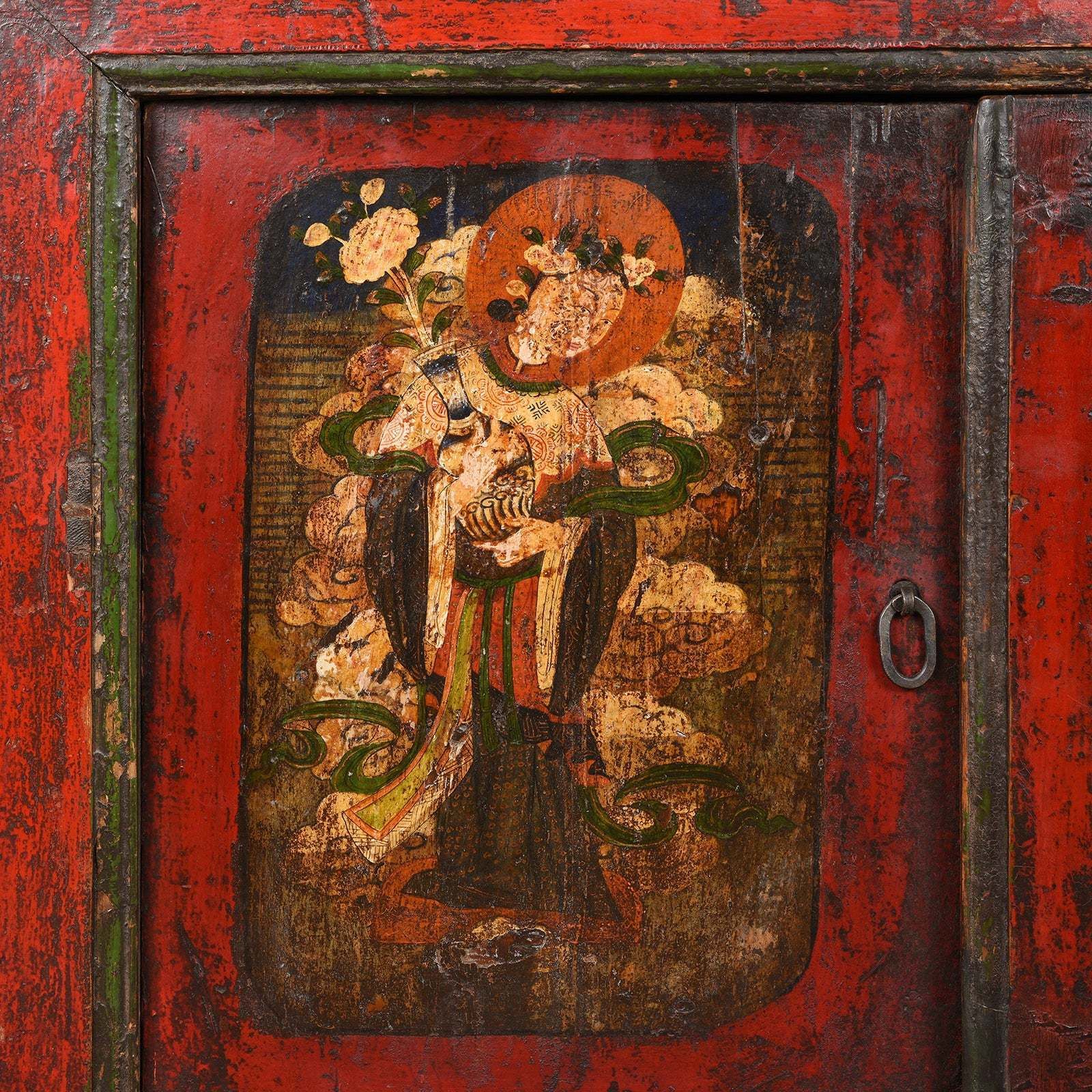 Painted Tibetan Pegam Side Cabinet  18thc photo furniture