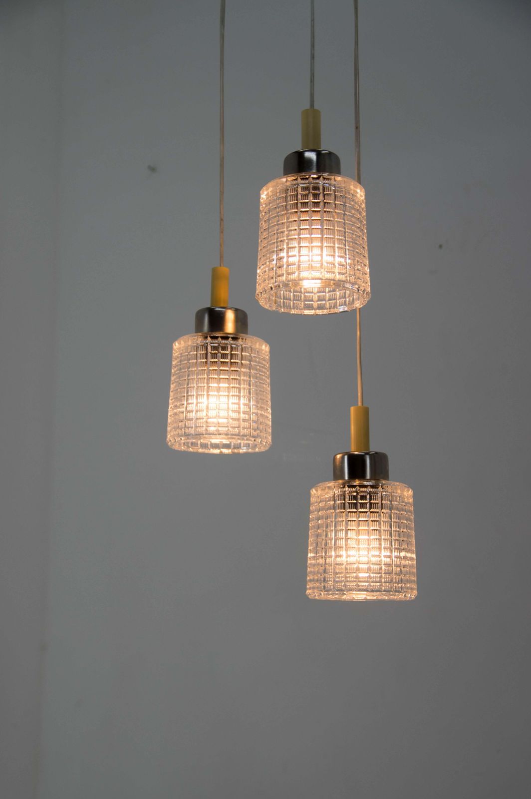 Mid Century Adjustable Glass Chandelier By Pokrok Zilina, 1970s photo buy