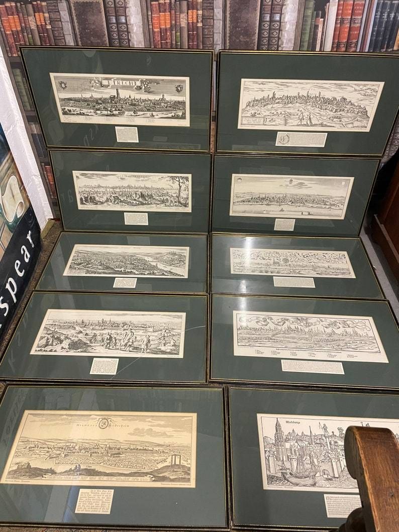 Collection Of 10 Large Landmark Prints Of 18th Century Views Of European Cities And Landmarks Germany Austria Istanbul Woodblock Prints photo furniture