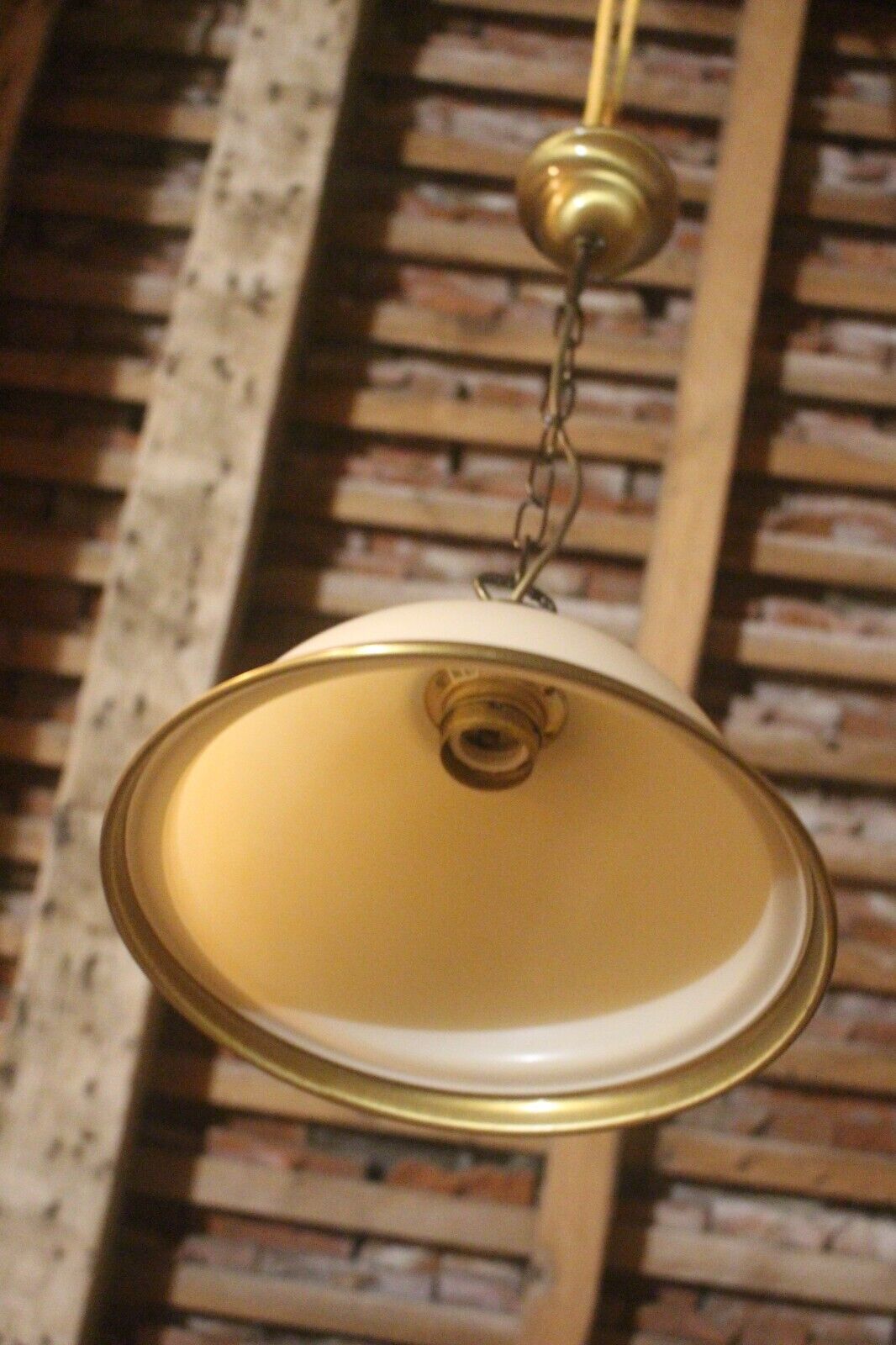 Italian Vtg Metal And Glass Ceiling Light Chandelier Pendant Lamp photo 65.0