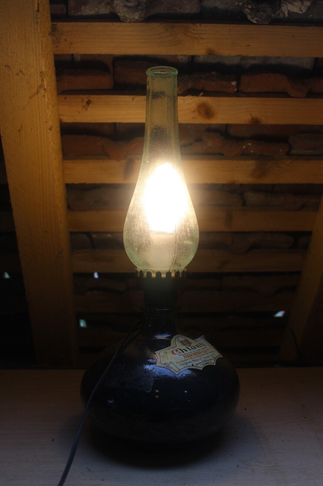 photo furniture Italian Vintage Table/Desk Light Glass Bottle And Chimney Glass Shade Oil Lamp