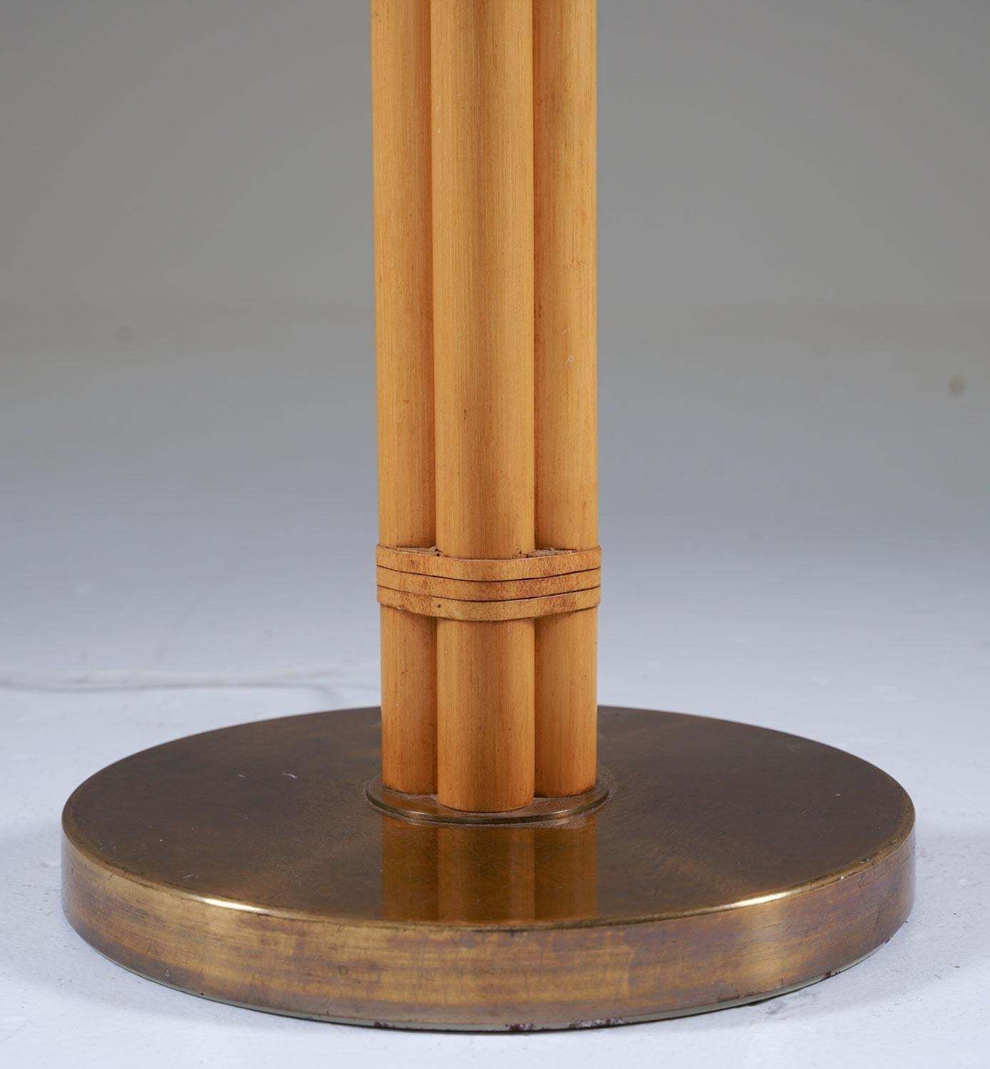 Scandinavian Midcentury Floor Lamp In Brass And Bamboo By Bergboms Sweden photo vinterior
