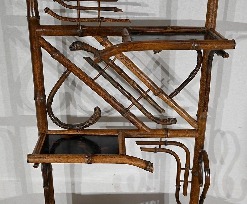 photo furniture Small Bamboo Shelf And Pair Of Wall Consoles With Asian Decor – 1920