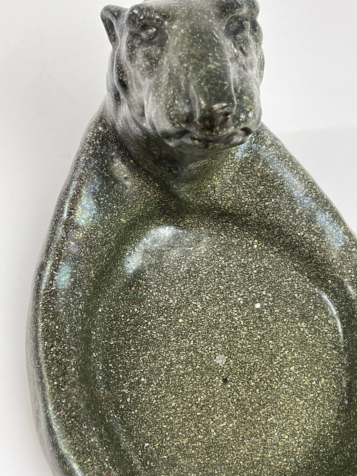 Michael Andersen & Son, Rare Polar Bear Bowl In Green Mottled Glaze, First Half Of The 20th Century photo Home Decor