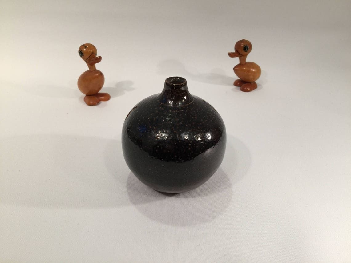 Miniature Vase From Swedish Stoneware Producer Wallakra, Salt Glazed, Scandinavian Home Decor photo for sale
