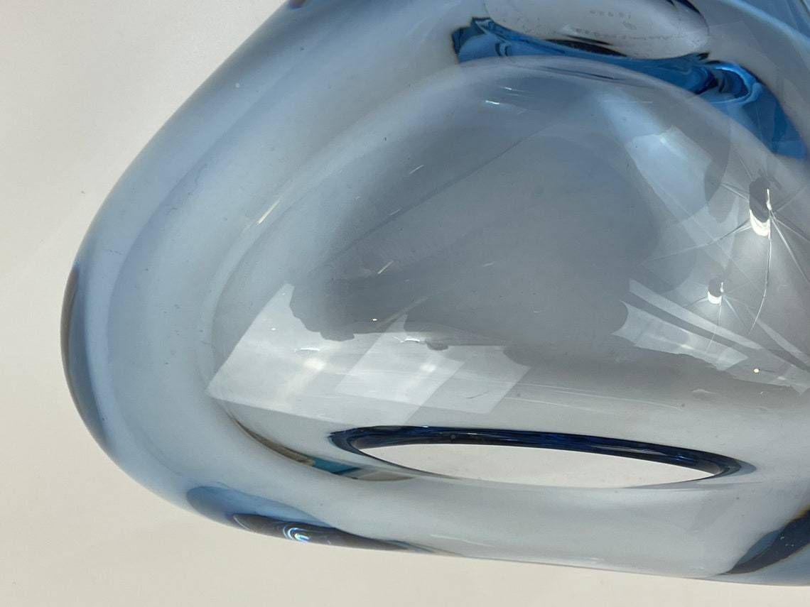 Big Heart Shaped Aqua Blue Vase By Per Lutken (Per Lütken) For The Danish Glassworks Holmegaard. Scandinavian Mid Century Interior Design photo buy