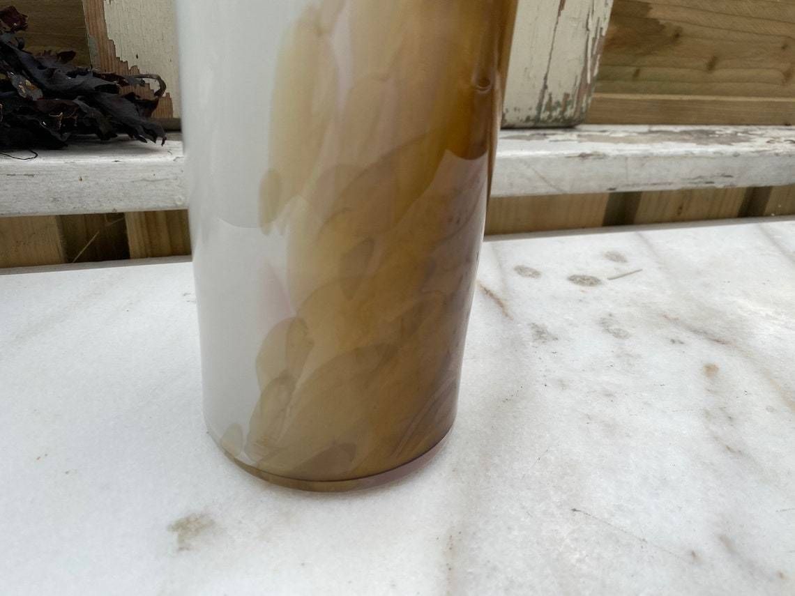Art Glass Vase By Per Lutken For Holmegaard, From The Cascade Series In The 1970s, White Opal Glass With Earthern And Pink Color Tones photo vinterior