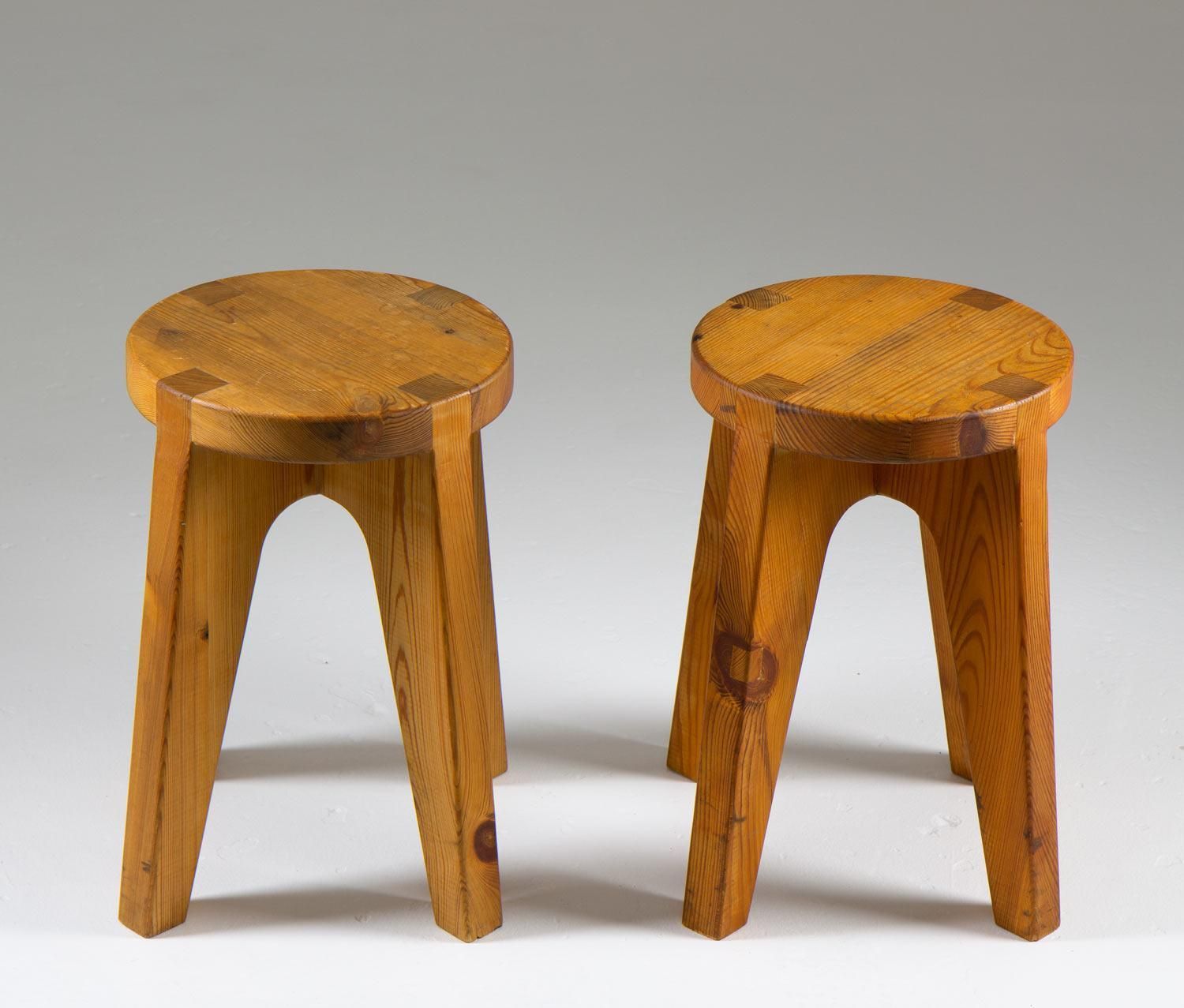 Swedish Stools In Pine, 1970s, Vintage photo furniture