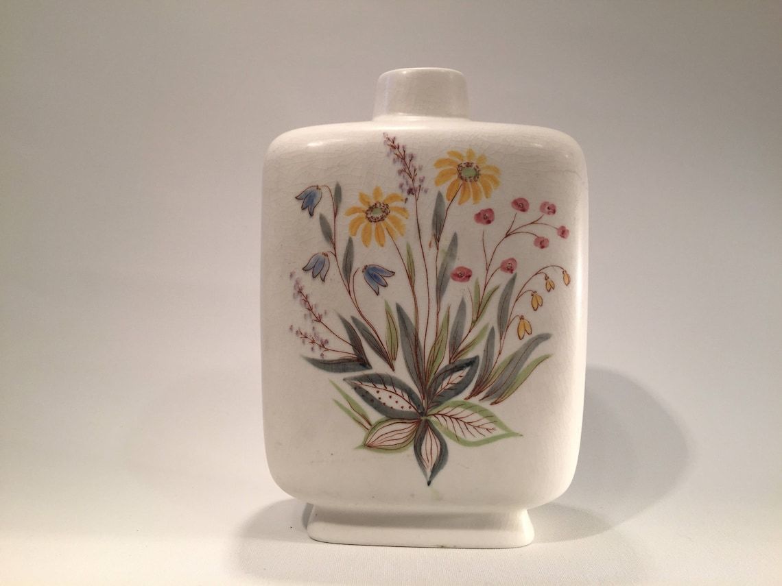 Rorstrand Vase With Flower Motif, By Lars Thorén, Scandinavian Mid Century Modern, 1950s From Sweden photo buy