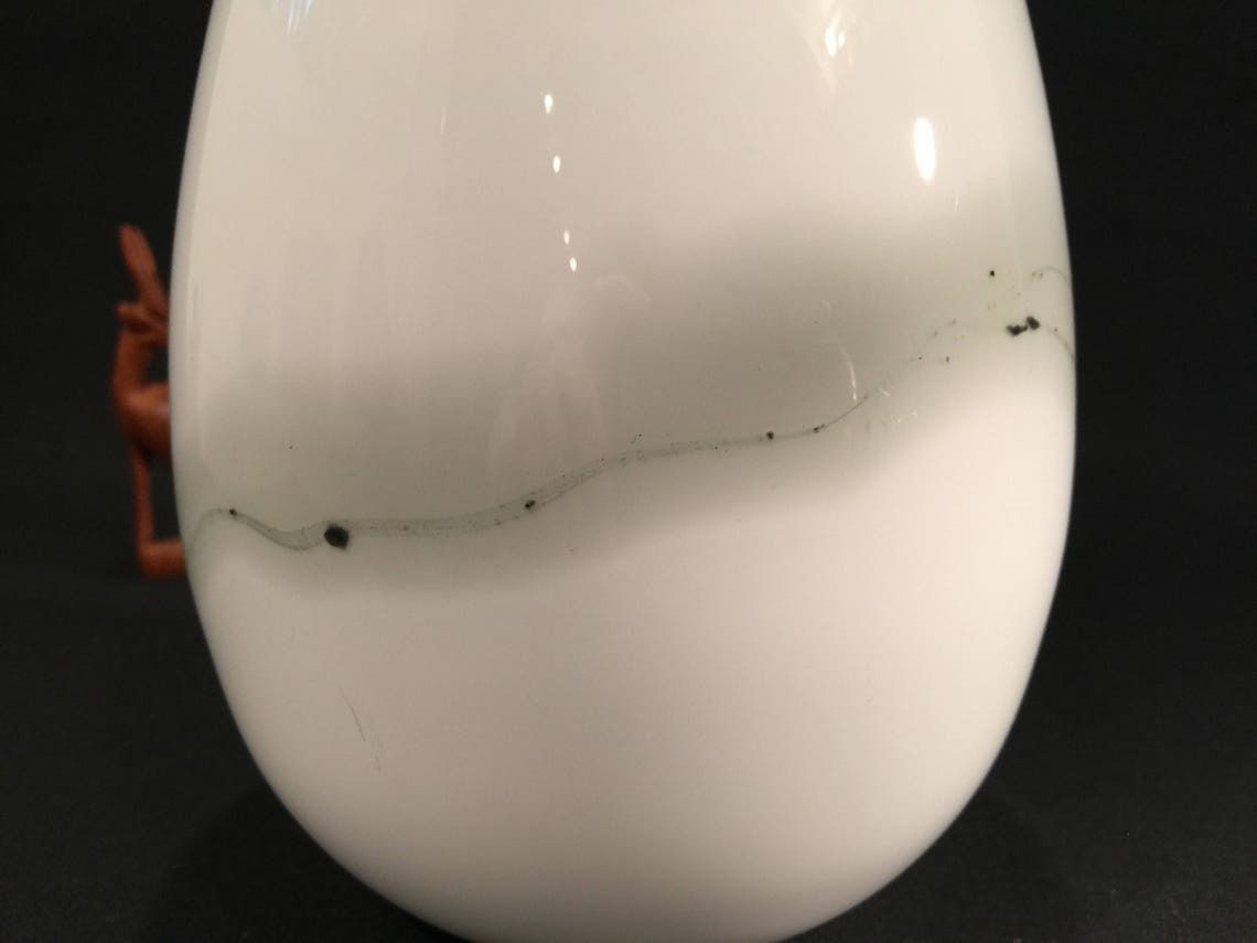 Michael Bang For Holmegaard, Gray And White Art Glass Vase From The 1980s In Scandinavia photo 143.0