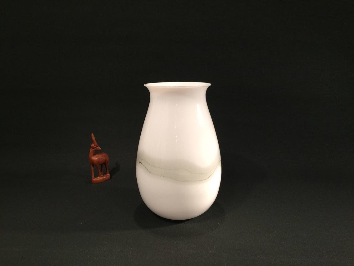 photo furniture Michael Bang For Holmegaard, Gray And White Art Glass Vase From The 1980s In Scandinavia