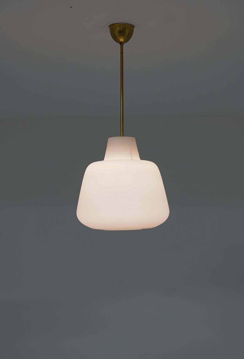 Pair Of Large Scandinavian Glass Pendants By Asea, Swedish Modern, 1940s photo Lighting