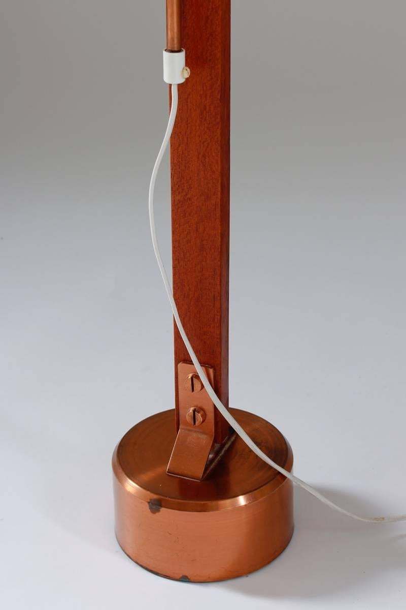Very Rare Floor Lamp By Orrefors In Teak, Copper And Opaline Glass photo buy