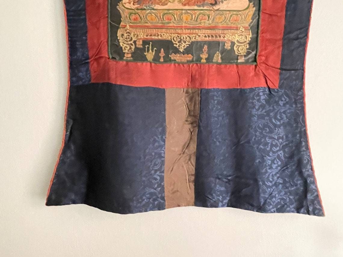 Shakti Thangka  Asian Buddhist  Hindu Thangka Painting Mounted In Hand Stitched Cloth 20th Century photo 295.0
