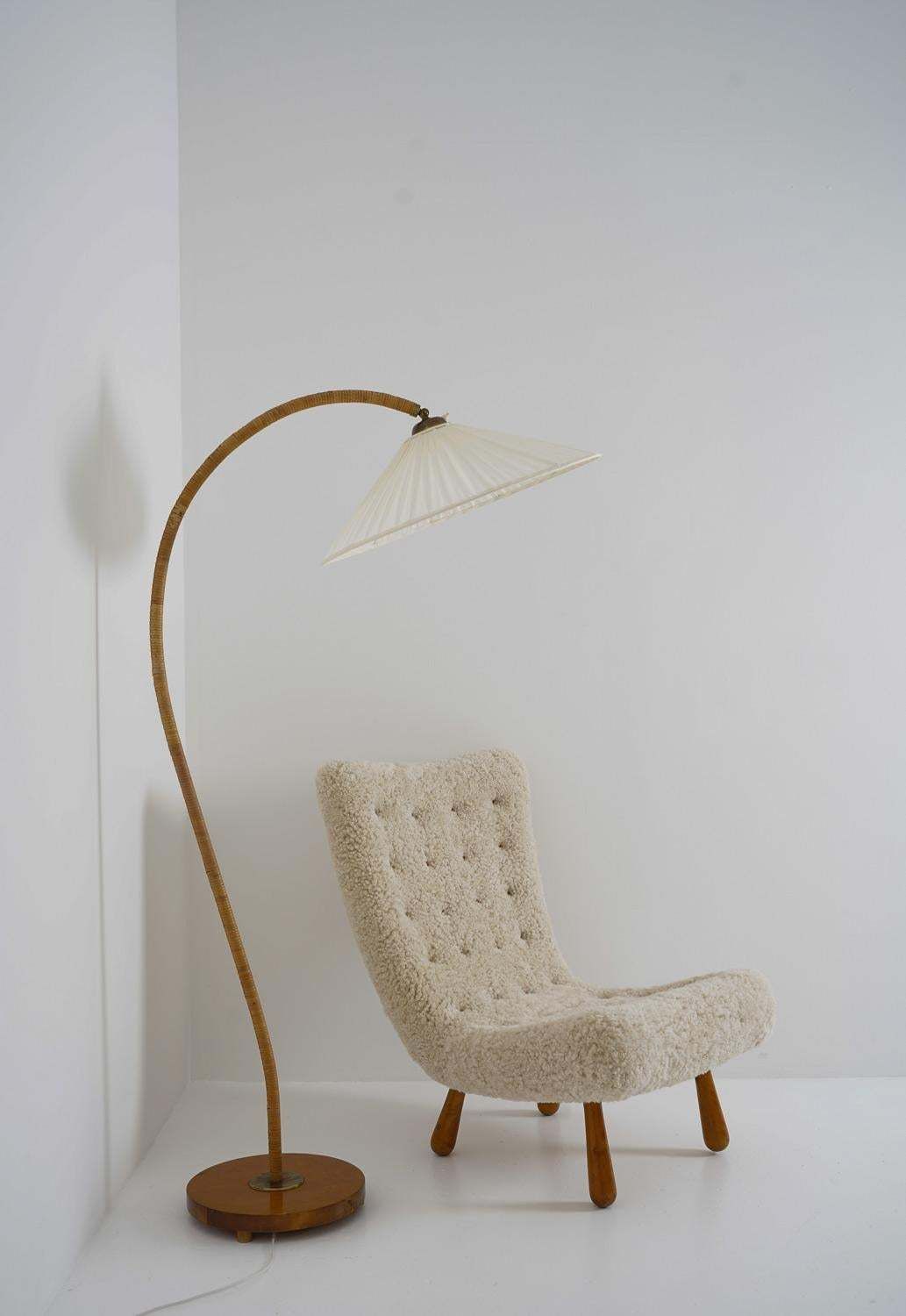 photo for sale Scandinavian Mid Century Lounge Chair In Sheepskin