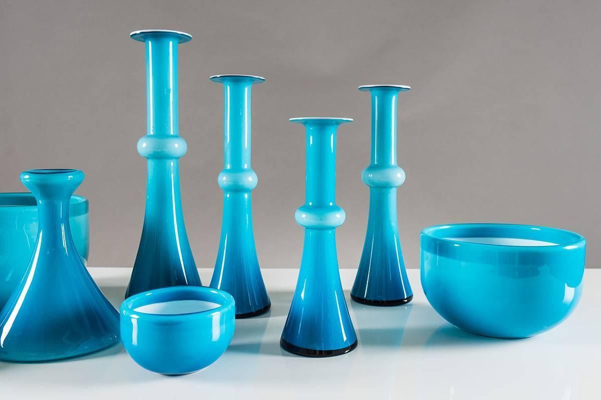 Collection Of Scandinavian Blue Glass By Per Lutken For Holmegaard photo for sale