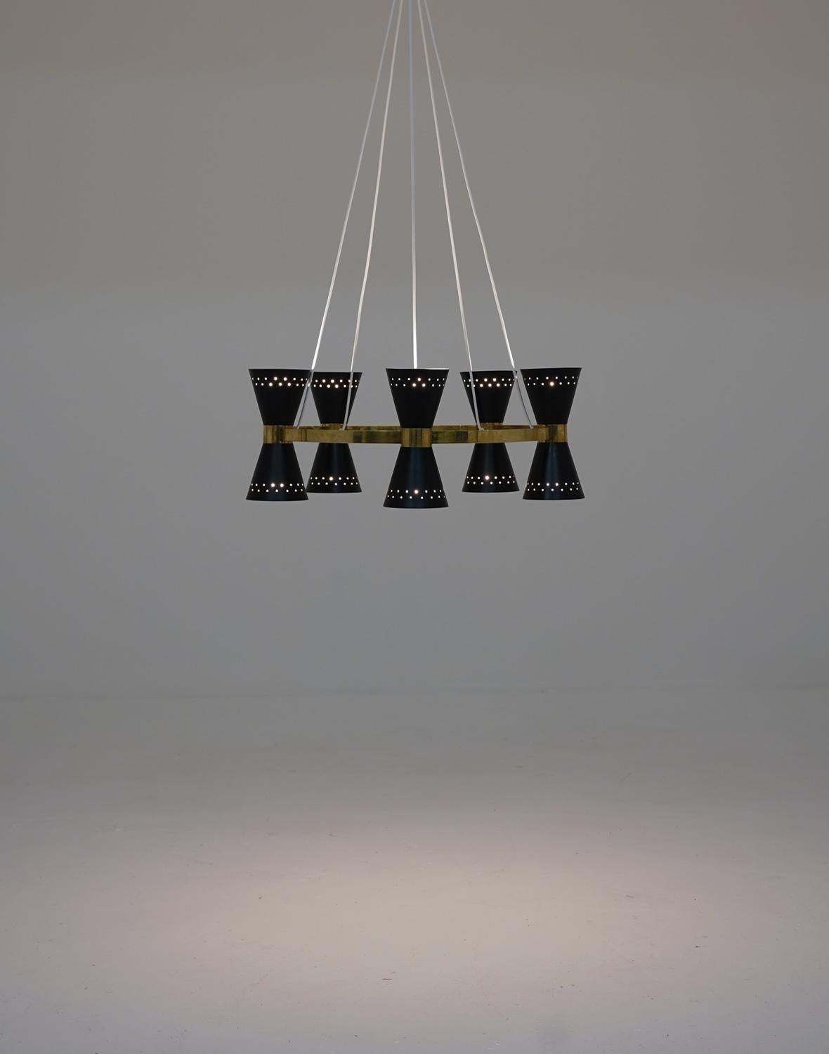 photo furniture Swedish Midcentury Chandelier In Brass And Metal By Alf Svensson For Bergboms