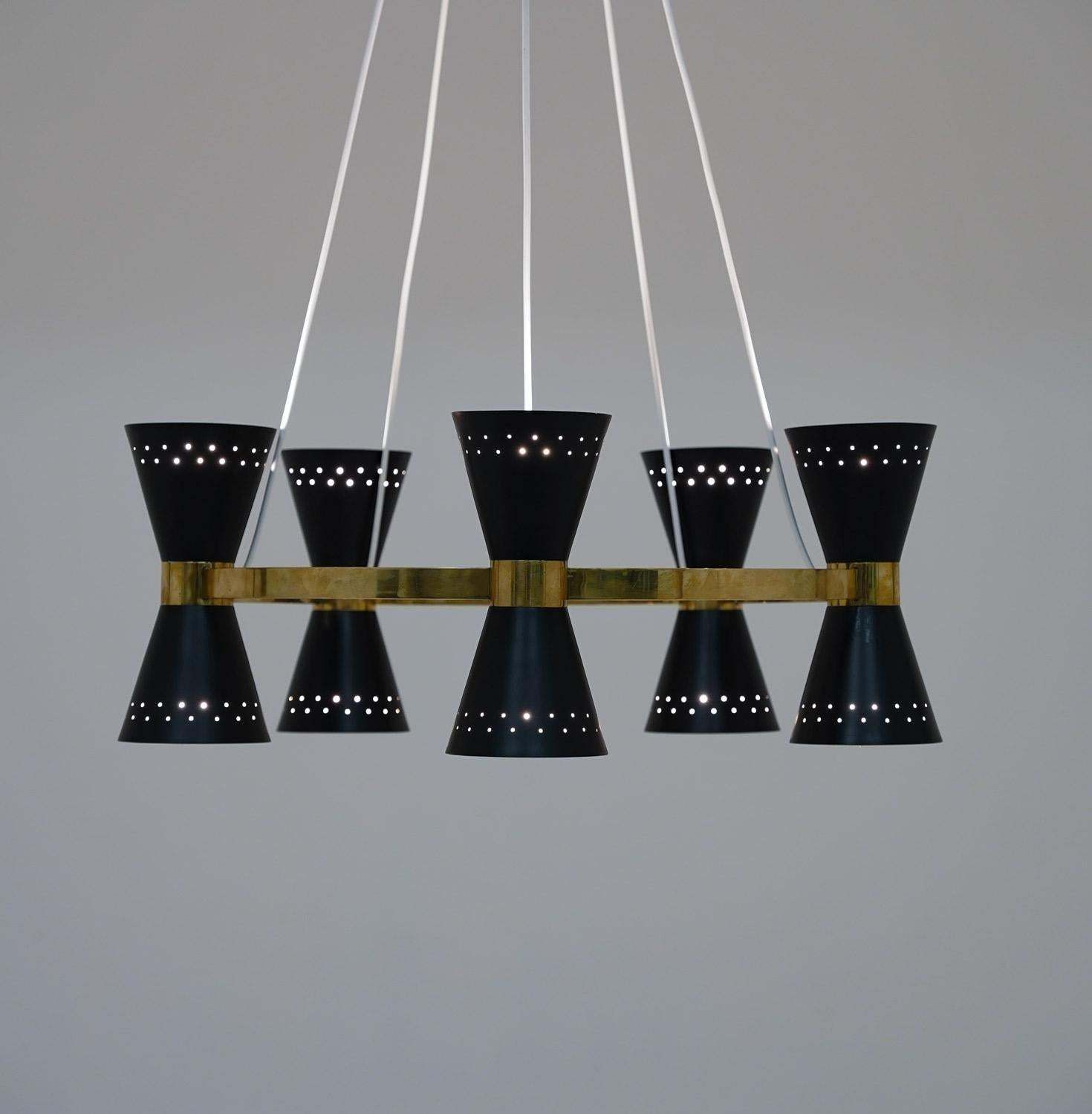 Lighting Swedish Midcentury Chandelier In Brass And Metal By Alf Svensson For Bergboms photo