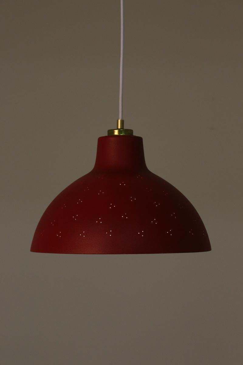 Swedish Midcentury Pendant In Perforated Metal With Counterweight By Nk photo vintage