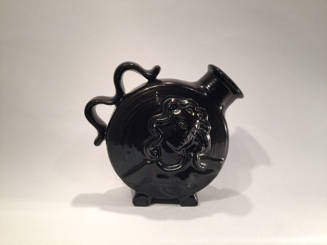 Art Deco Madonna Vase By Michael Andersen And Son, Bornholm, Denmark Between 1930 And 1950, Black Glazed Danish Mid Century Modern