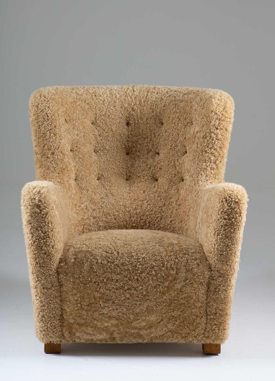 Scandinavian Mid Century Lounge Chair In Sheepskin photo 8455.0