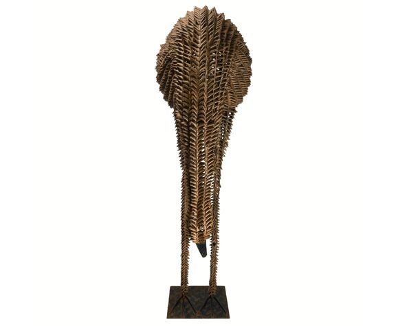 1960s Bamboo Rattan Wicker Crane Flamingo Bird Lamp USA photo vintage