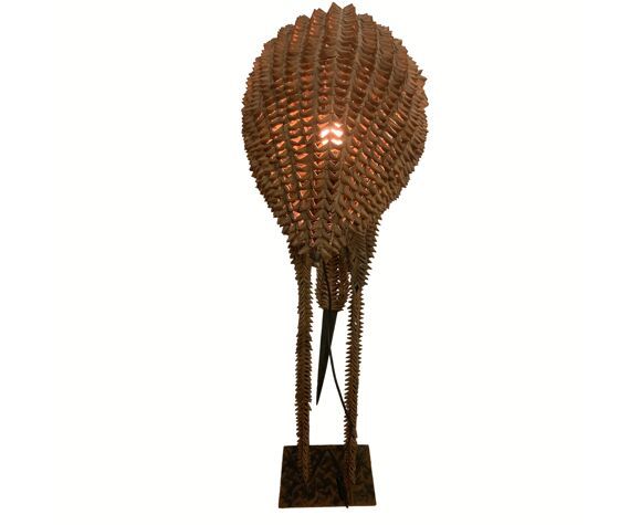 1083.68 1960s Bamboo Rattan Wicker Crane Flamingo Bird Lamp USA photo