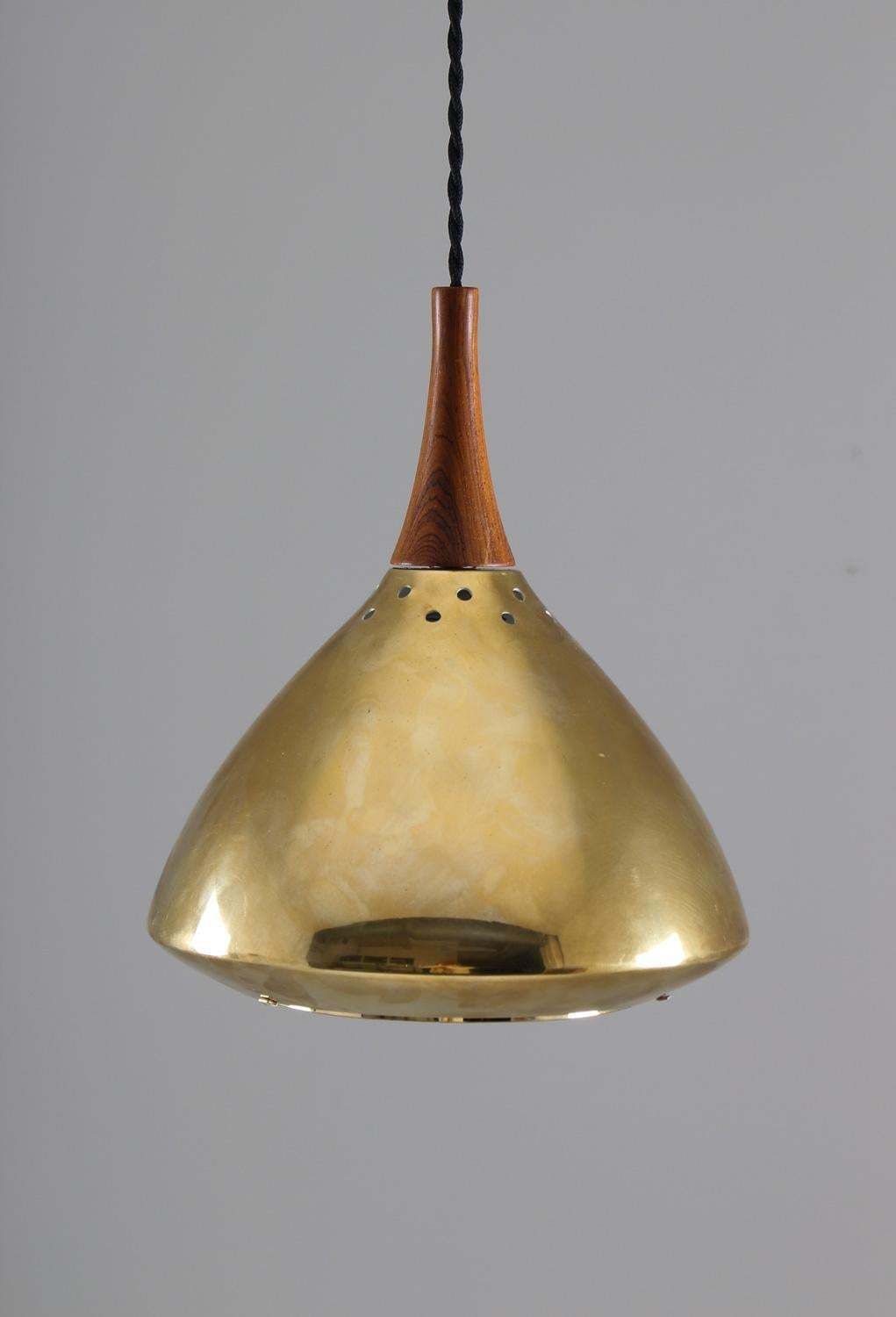 Swedish Pendant In Rosewood And Perforated Brass By Falkenberg photo for sale