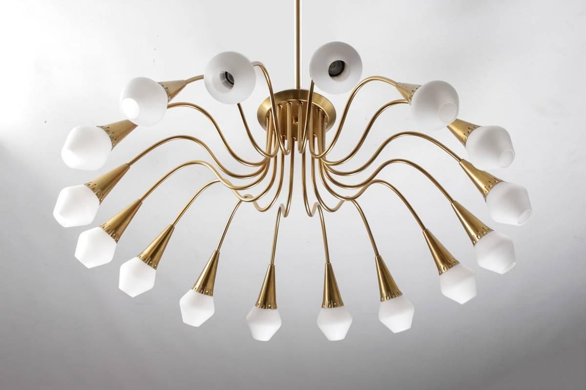 Scandinavian Midcentury Starburst Chandeliers In Brass By Böhlmarks, Sweden photo buy